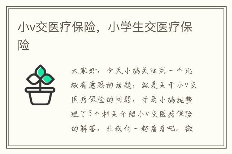 小v交医疗保险，小学生交医疗保险