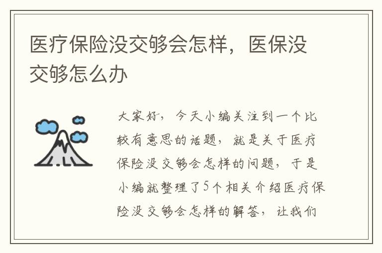 医疗保险没交够会怎样，医保没交够怎么办