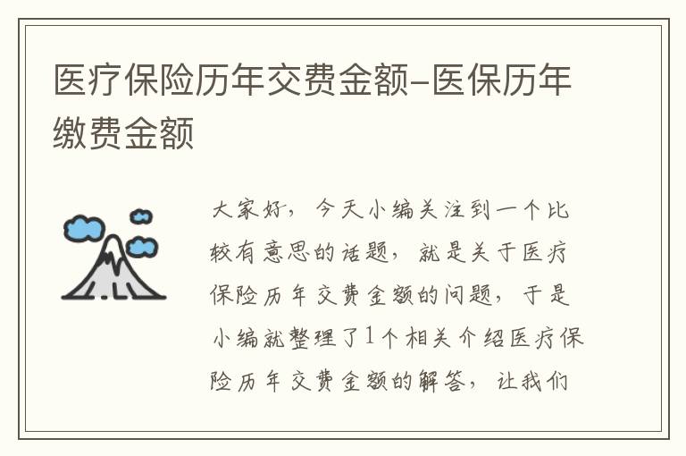 医疗保险历年交费金额-医保历年缴费金额