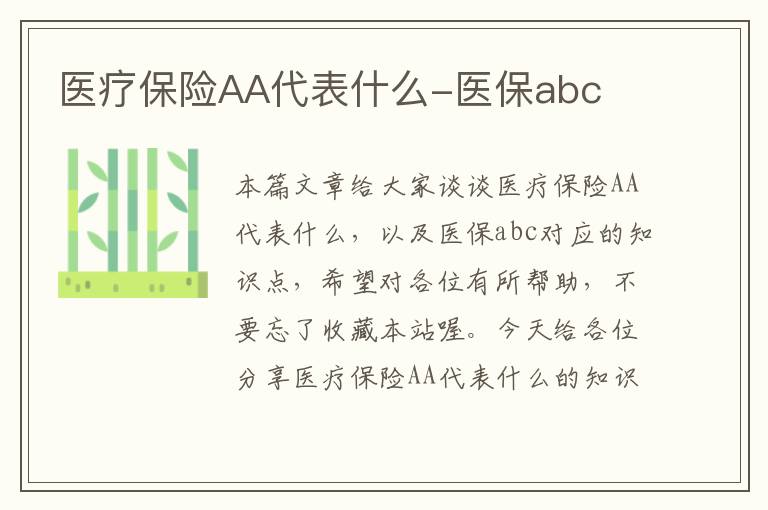 医疗保险AA代表什么-医保abc