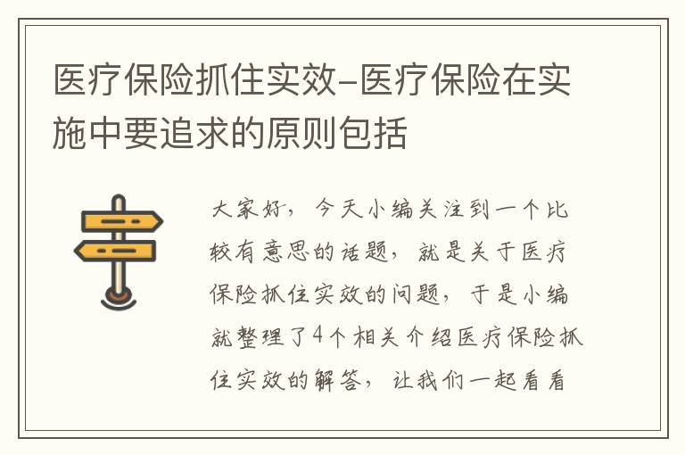 医疗保险抓住实效-医疗保险在实施中要追求的原则包括