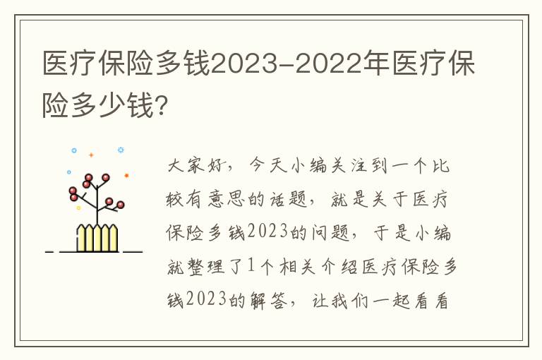 医疗保险多钱2023-2022年医疗保险多少钱?