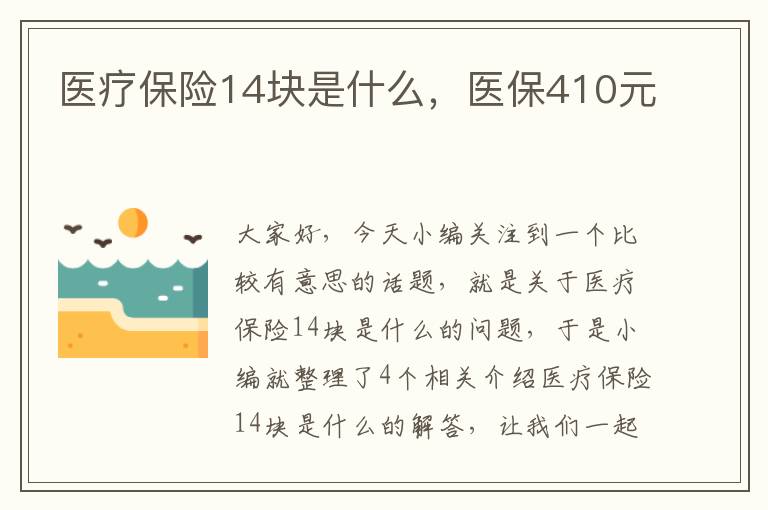 医疗保险14块是什么，医保410元