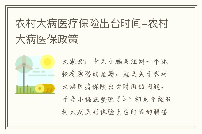 农村大病医疗保险出台时间-农村大病医保政策