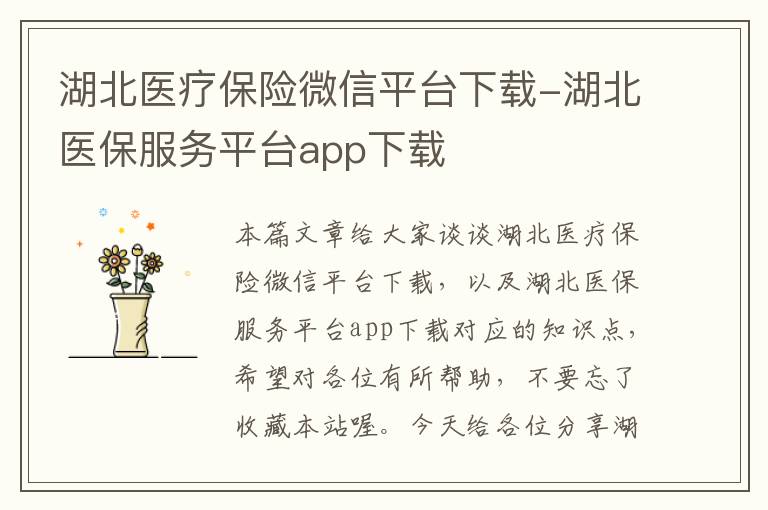 湖北医疗保险微信平台下载-湖北医保服务平台app下载