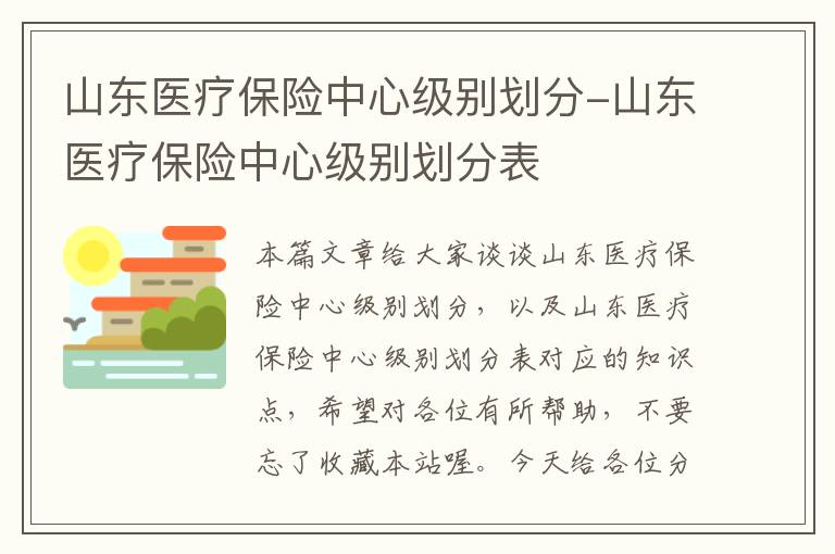 山东医疗保险中心级别划分-山东医疗保险中心级别划分表