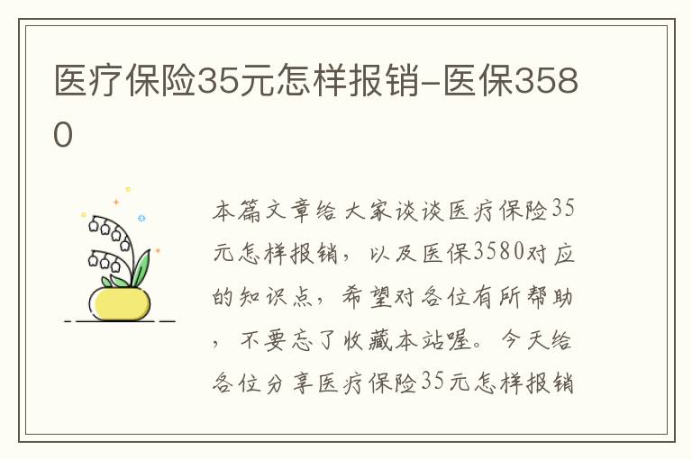 医疗保险35元怎样报销-医保3580