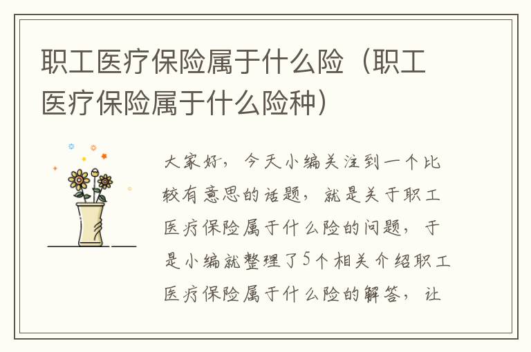 职工医疗保险属于什么险（职工医疗保险属于什么险种）