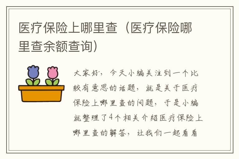 医疗保险上哪里查（医疗保险哪里查余额查询）