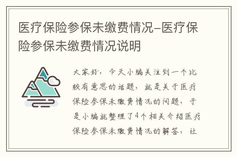 医疗保险参保未缴费情况-医疗保险参保未缴费情况说明