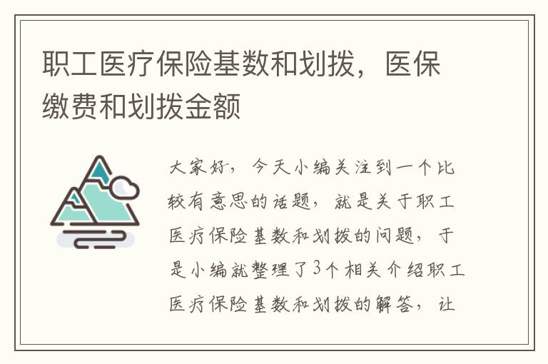 职工医疗保险基数和划拨，医保缴费和划拨金额