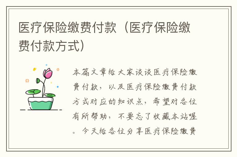 医疗保险缴费付款（医疗保险缴费付款方式）