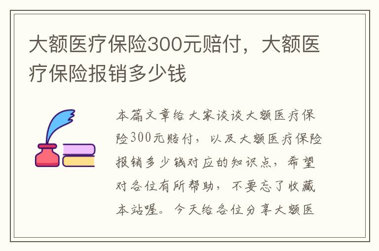 大额医疗保险300元赔付，大额医疗保险报销多少钱