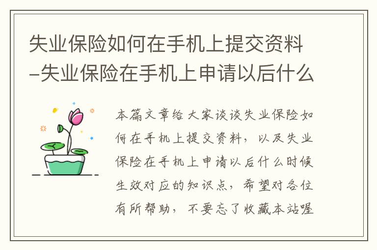 失业保险如何在手机上提交资料-失业保险在手机上申请以后什么时候生效