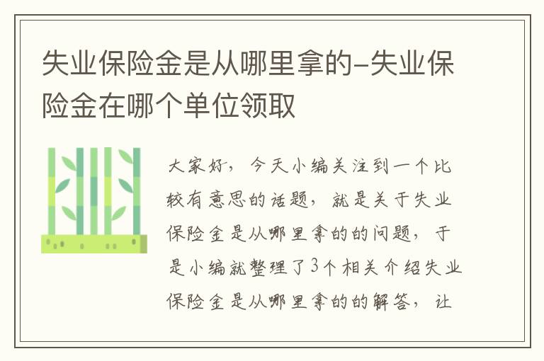 失业保险金是从哪里拿的-失业保险金在哪个单位领取