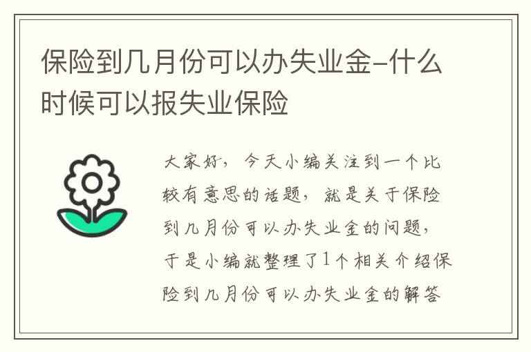 保险到几月份可以办失业金-什么时候可以报失业保险