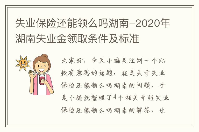 失业保险还能领么吗湖南-2020年湖南失业金领取条件及标准