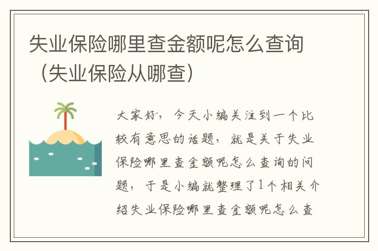 失业保险哪里查金额呢怎么查询（失业保险从哪查）