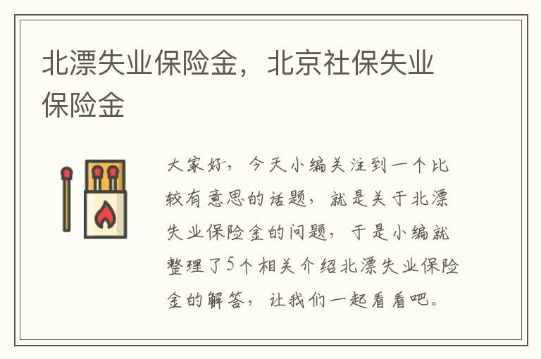 北漂失业保险金，北京社保失业保险金