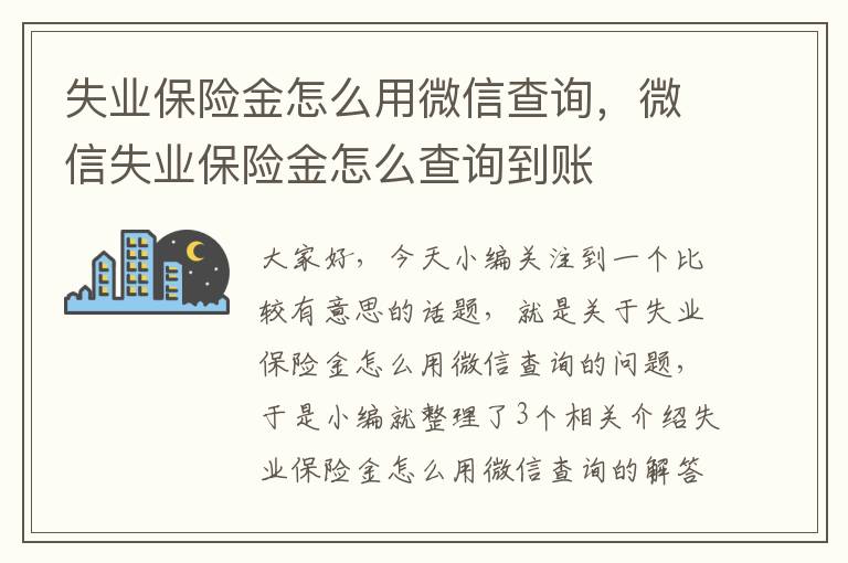 失业保险金怎么用微信查询，微信失业保险金怎么查询到账