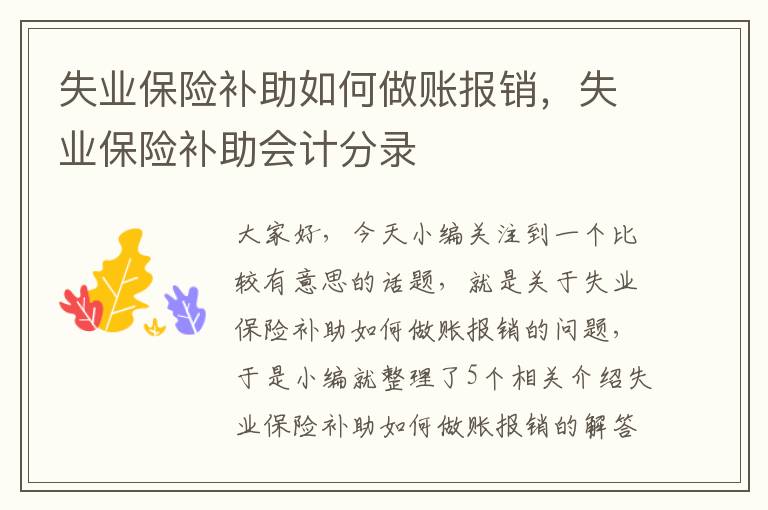 失业保险补助如何做账报销，失业保险补助会计分录