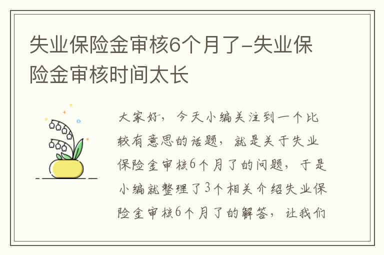 失业保险金审核6个月了-失业保险金审核时间太长