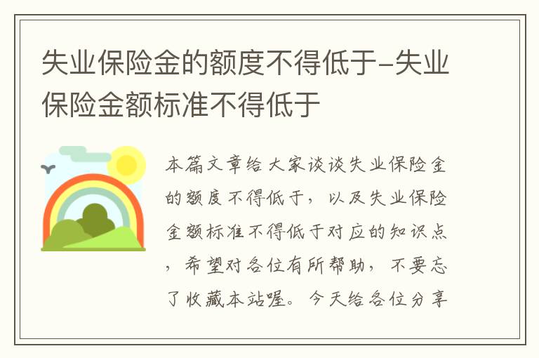 失业保险金的额度不得低于-失业保险金额标准不得低于