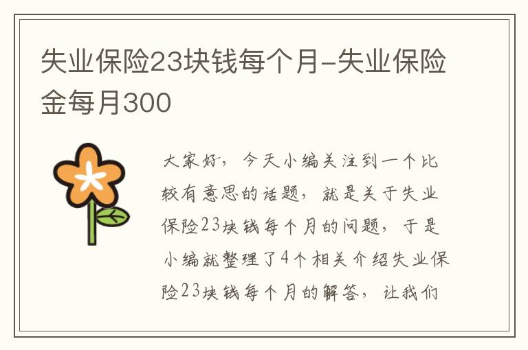 失业保险23块钱每个月-失业保险金每月300