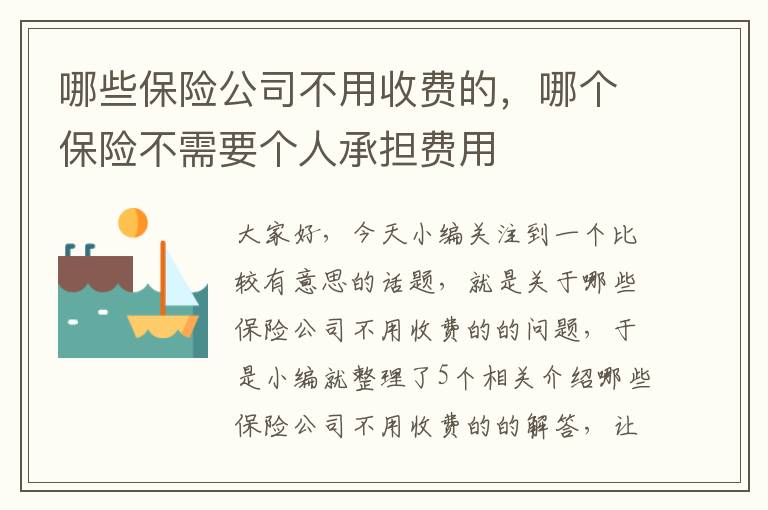 哪些保险公司不用收费的，哪个保险不需要个人承担费用