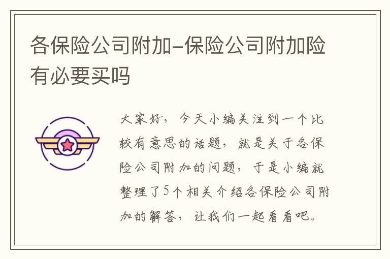 各保险公司附加-保险公司附加险有必要买吗