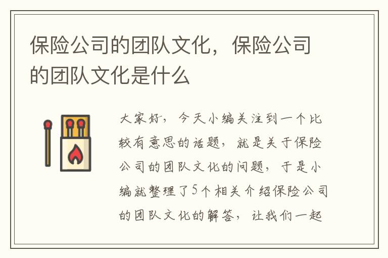 保险公司的团队文化，保险公司的团队文化是什么