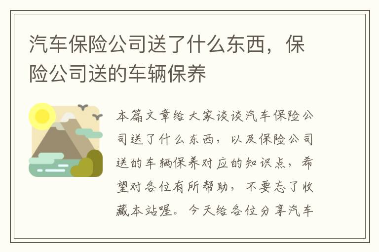 汽车保险公司送了什么东西，保险公司送的车辆保养