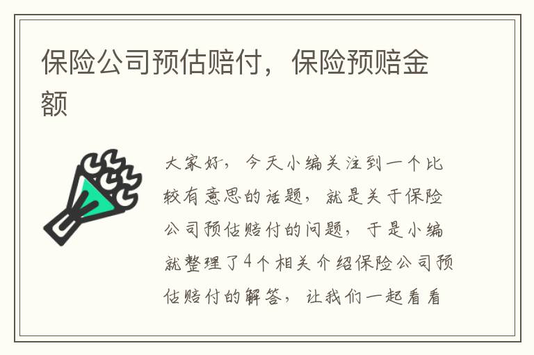 保险公司预估赔付，保险预赔金额