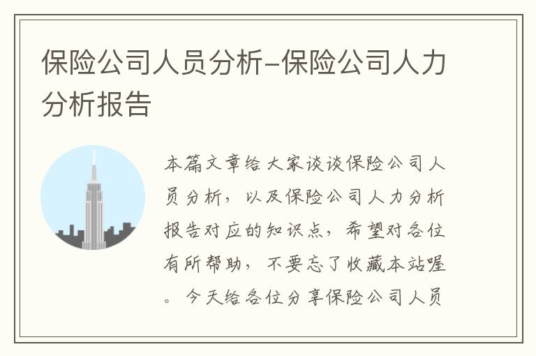 保险公司人员分析-保险公司人力分析报告