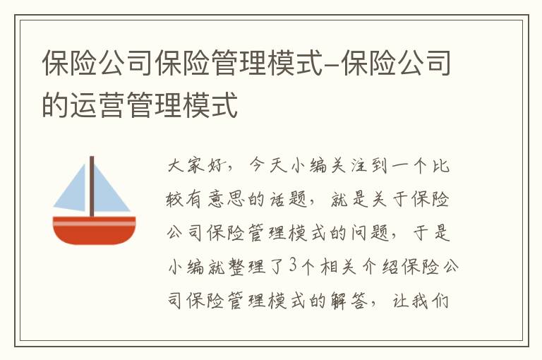 保险公司保险管理模式-保险公司的运营管理模式