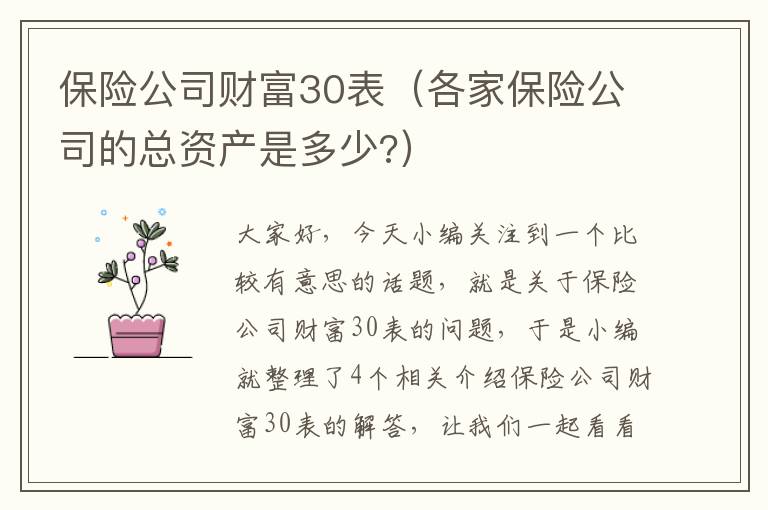 保险公司财富30表（各家保险公司的总资产是多少?）