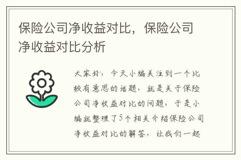 保险公司净收益对比，保险公司净收益对比分析