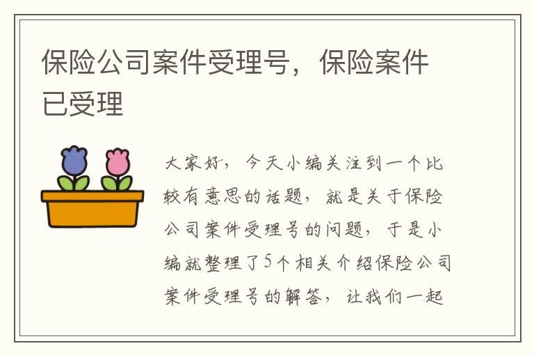 保险公司案件受理号，保险案件已受理