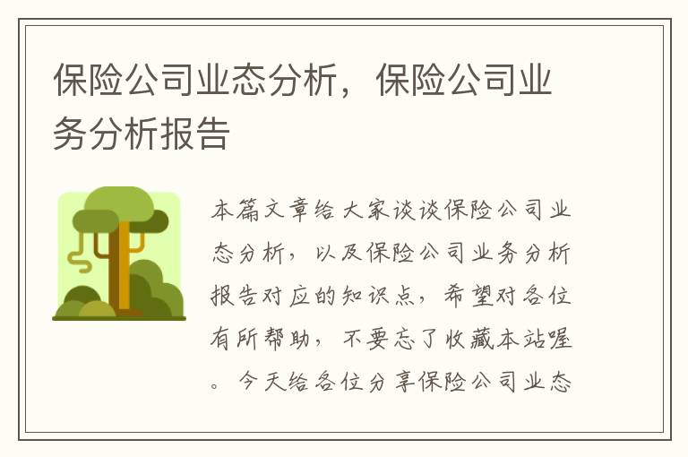 保险公司业态分析，保险公司业务分析报告