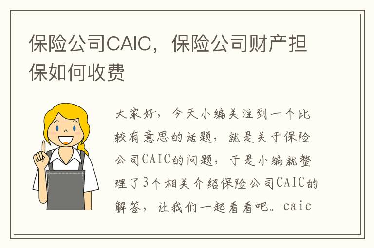 保险公司CAIC，保险公司财产担保如何收费