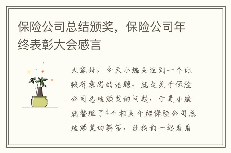 保险公司总结颁奖，保险公司年终表彰大会感言