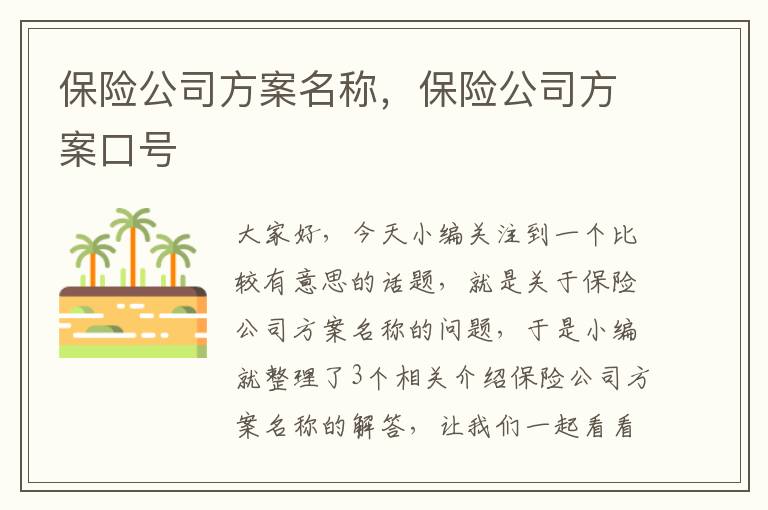 保险公司方案名称，保险公司方案口号