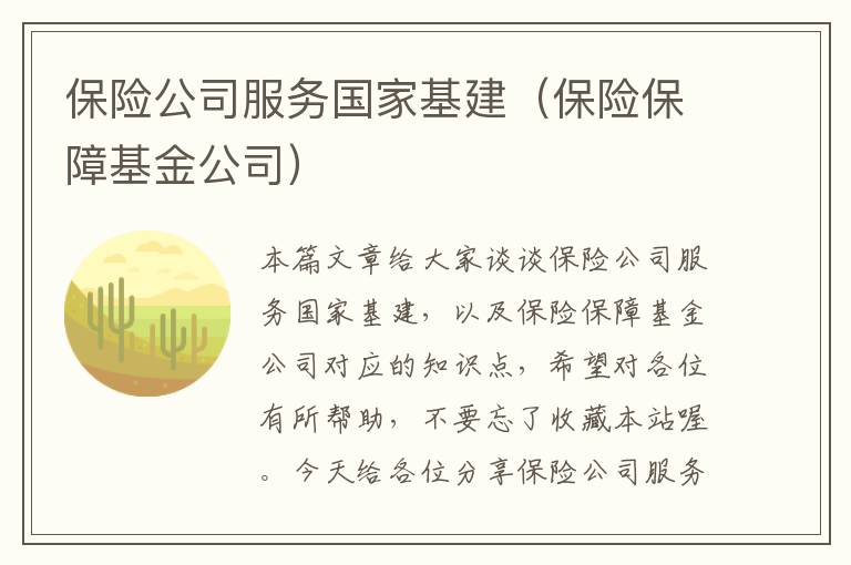 保险公司服务国家基建（保险保障基金公司）