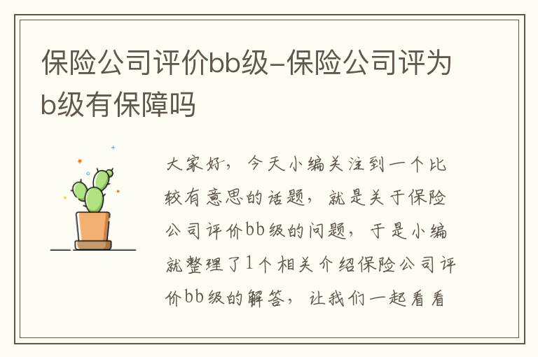 保险公司评价bb级-保险公司评为b级有保障吗