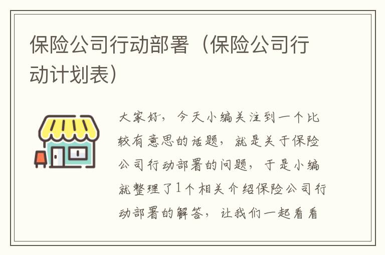 保险公司行动部署（保险公司行动计划表）