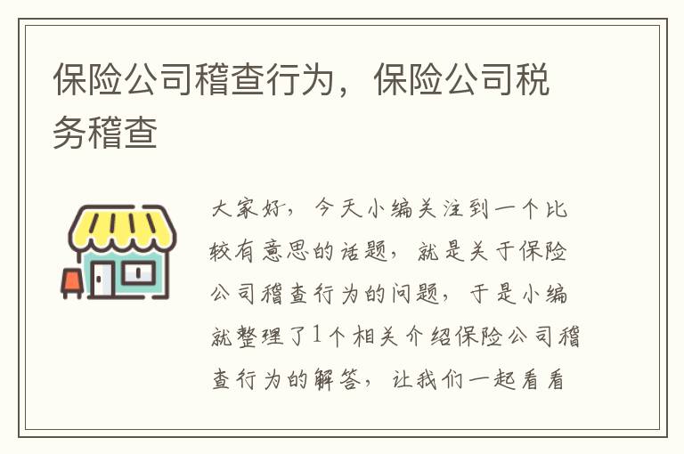 保险公司稽查行为，保险公司税务稽查