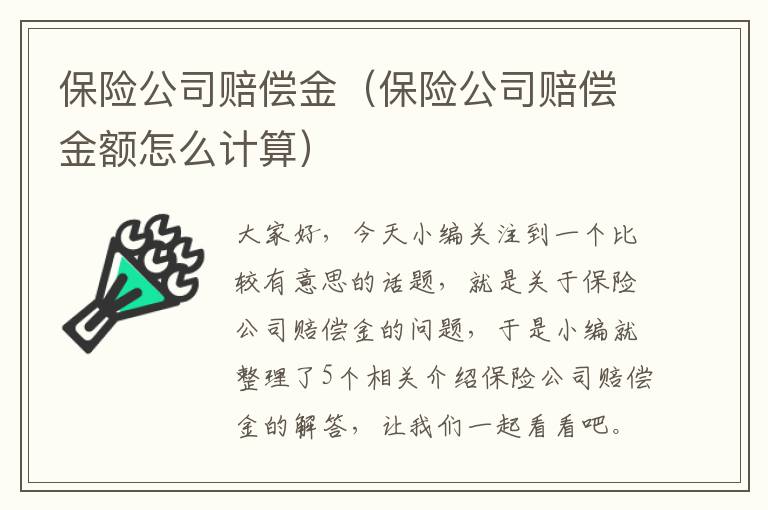 保险公司赔偿金（保险公司赔偿金额怎么计算）