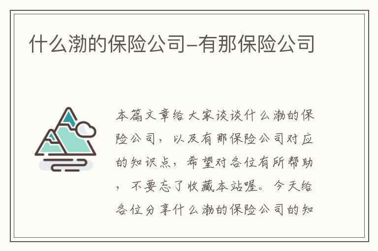 什么渤的保险公司-有那保险公司