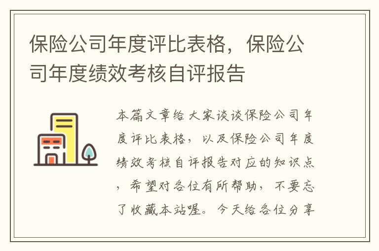 保险公司年度评比表格，保险公司年度绩效考核自评报告