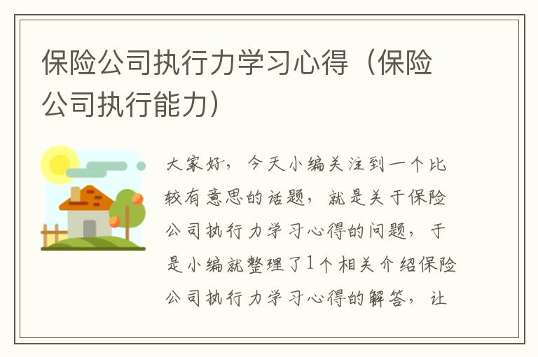 保险公司执行力学习心得（保险公司执行能力）